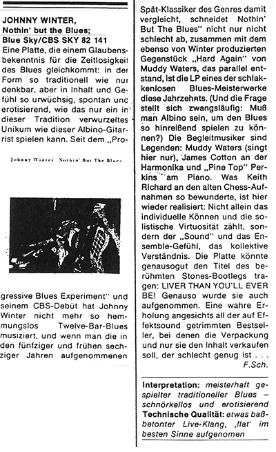 German review of Nothin' but the Blues (Source unknown)